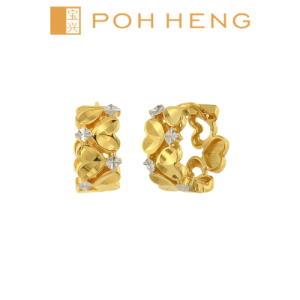Poh Heng Jewellery 22K Braided Twist Hoop Earrings in Yellow White Gold [Price By Weight]