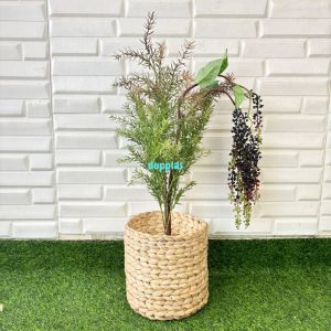 Pohon Artificial Tanaman Hias Daun Cemara Buah Buni Latex Cover Pot Eceng Gondok Dekorasi Kantor Hiasan Ruang Tamu