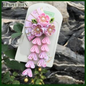 RAZIE BIN Nhật Bản Kimono vải hoa gấp Fan trẻ em Phụ kiện tóc Clip tua Mũ Nón mũ barrette