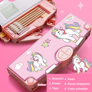 Unicorn/Astronaut Pencil Box Multi Function Kawaii Pencil Case Double Layer/With Lock Cartoon High Capacity Pencil Bag Storage for Girls Boys Back to School Supplies Stationary