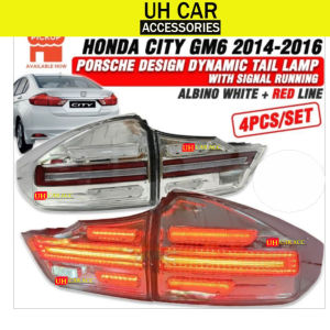 Honda City GM6 2014 - 2016 Porsche Design Albino White Dynamic Tail Lamp With Signal Running