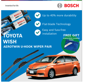 Bosch Aerotwin U-Hook Car Wiper Pair Set for Toyota Wish 2010 (26"/14")