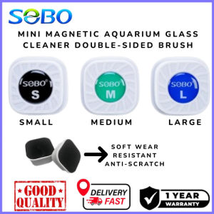SOBO Mini Magnetic Aquarium Fish Tank Glass Cleaner Double-Sided Brush S/M/L Saiz