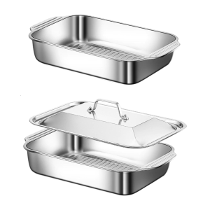 Elegant Silver Square Serving Tray High Quality Stainless Steel Platter Rusts Resistant Dishwasher Compatible