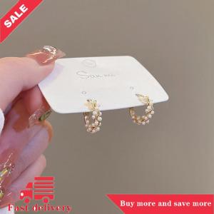 [COD]Flash Delivery 1Pair New Simple Temperament Circle Pearl Earrings Fashion Small Versatile Earrings Womens Jewelry