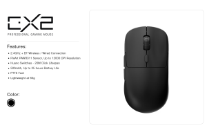 Tecware EX1 PAW3395 26k DPI OLED Display & EX2 PAW3311 12k DPI Tri-Mode Wireless Connectivity Lightweight Gaming Mouse with RGB Charging Dock