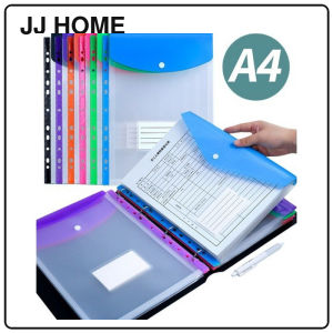 【JJ HOME】A4 File Bag 11-Hole Binder Pouch Loose Leaf Snap Button Document Organizer Horizontal/Vertical 6pcs