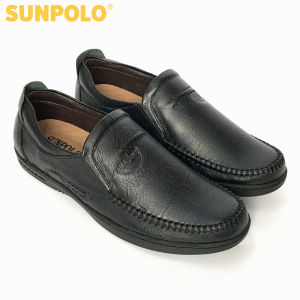 Giày Lười Nam Da Bò SUNPOLO SU4016 (Đen Nâu)