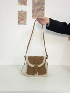 Imitation Lamb Wool Bag for Women Korean Retro Style Crossbody Bag New Trend PU Velvet Single Shoulder Bag  #1472