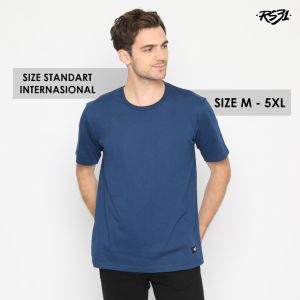 T-Shirt Navy Basic RS31 - Kaos Polos Lengan Pendek Biru Dongker Soft Combed 30s Super Big Size Jumbo