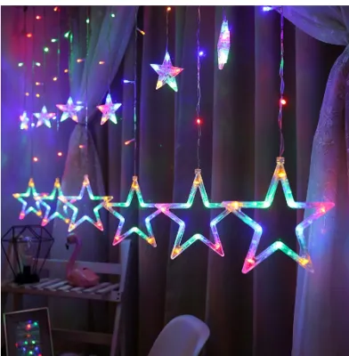 4M 138LED Elk Star Curtain String Lights with 8 Modes for Outdoor Home Garden Christmas Wedding Part