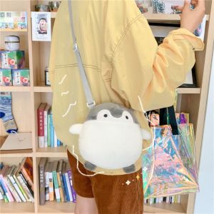 COLOO Doll Toy Penguin Messenger Bag Portable Korean Style Plush Shoulder Bag Mini Phone Wallet Funny Crossbody Bag Women