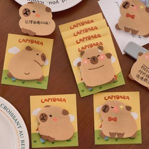 MIRACLE HOME STORE 4 Pcs/Bag Kawaii Capybara Memo Pad Portable Durable Cartoon Notepad Multi-purpose Self-adhesive Message Paper Students