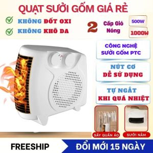Máy sưởi gốm Quạt sưởi ấm mùa đông sưởi gốm cao cấp Quạt Tháp Sưởi 2 Chiều xoay 160 độ Công suất 2000W có chế độ an toàn tự ngắt điện an toàn cho bé và gia đình