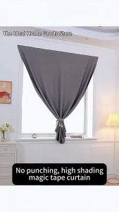 100% Blackout Curtain with Free Tie Back & Velcro Easy Instant Installation No Drill Required