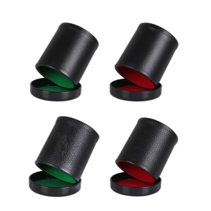 Cốc chất liệu da PU màu xanh lá cây màu đỏ lót nỉ cho Farkle bữa tiệc tại Bar trò chơi gia đình 8x9.8x9cm/3.14x3.85x3.54inch