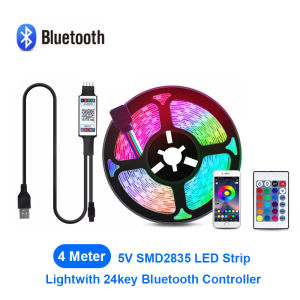 Bluetooth LED Strip Lights Tape led light for room fairy lights with remote control Google home App support 1M 2M 3M 5M RGB 2835 SMD Luces Flexible Ribbon USB TV Background Tape Diode LED Christmas Night Light For Room DC5V