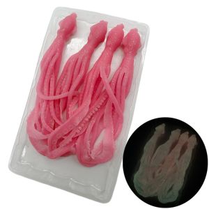 NALANILI 4Pcs/Set Chống cắn Mồi câu cá bạch tuộc phát sáng TPE Màu sắc tươi sáng Mồi mực bạch tuộc Bền bỉ Mềm mại linh hoạt Mồi câu cá Câu cá
