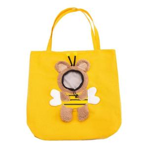 Canvas Shoulder Bag Pet Carrier Bag Extra Soft Breathable Adorable Shoulder Cat Bag Escape-proof Bee-Shaped Pet Carrying Bag