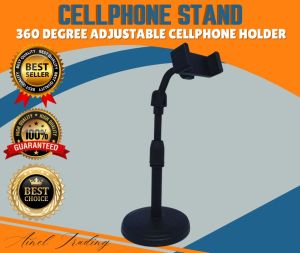 Best Seller Round Base CELLPHONE STAND | 360 Adjustable Desktop Cell Phone Stand | Stabilize Stand Holder for Mobile Phone | Hands-Free Support | Vlog | Tik Tok | Selfie | Online School | Live Broadcast | Heavy Duty | Portable Mobile Phone Stand Holder