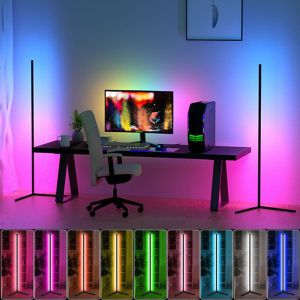 Remote RGB Corner Floor Lamp Changing Lighting Dimmable LED Modern Floor Lamp With Remote 56 Inch
