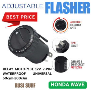 RUSI SURF MOTORCYCLE  ADJUSTABLE FLASHER RELAY MOTO-7131 12V 2-PIN WATERPROOF UNIVERSAL 50c/m-200c/m