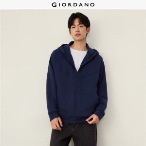 Giordano Beau Monde Men Fleece-lined raglan sleeve hooded jacket Free Shipping 13076642