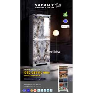 JUMBO LEMARI PAKAIAN PLASTIK NAPOLLY 2 PINTU ICBC 288 ARM FULL RAK KACA KUNCI [NAPBOX]
