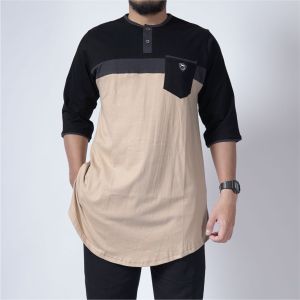 KHOIRUMMAH Koko Kurta Jafar - Kaos koko Kurta - Kurta Pakistan Lengan 3/4 - Navy