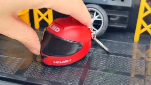 Mini Motorcycle Helmet Keychain Light LED Night Safety Warning Light for Bag Key Pendant