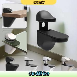 SHNGki 1 cái có thể điều chỉnh gỗ kệ kính hỗ trợ Clip Hợp kim kẽm Kệ chân đế với miếng đệm chống trượt phân vùng kẹp cho phòng tắm