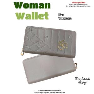 Woman Wallet PU Leather | Dompet Wanita Quilted Modern & Versatile | Zip & Button | 12x22cm | 4 Colours