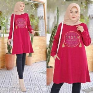 Tunik Wanita Dewasa Jumbo Rope Tunic Bahan Kaos Katun Combes Atasan Wanita Oversize Kekinian
