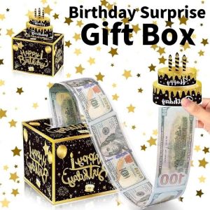 Black Gold Surprise Birthday Money Pull-Out Gift Box Cash Gift Pull Sofa Pattern Gift Box Birthday