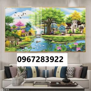 Tranh gạch đẹp 3d cảnh đồng quê