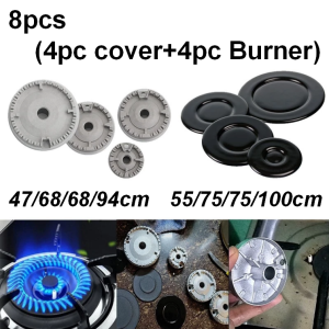 【High Quality】 8PCS Gas hob burner Cooker & Oven Hob Gas Burner Crown & Flame Cap Cover Universal