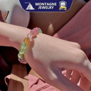 Montagne Jewelry Natural 8-9mm High Quality Tourmaline Bracelet Elegant Fine Jewelllery Gem Bracelet