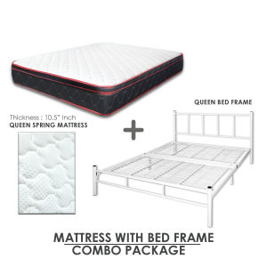 LaMoison Queen Size Bed Frame with Queen Spring Mattress Katil Queen Tilam Queen 105 INCH Upgrade - CM-BF51