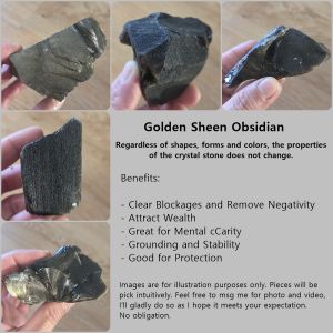Golden Sheen Obsidian Raw Natural Crystal Stone | Attract Wealth | Grounding and Stability