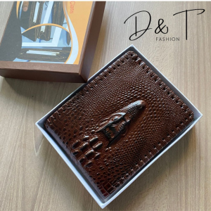 Ví nam bóp nam đẹp da bò kiểu ngang hiện đại vân cá sấu hàng gia công DT37