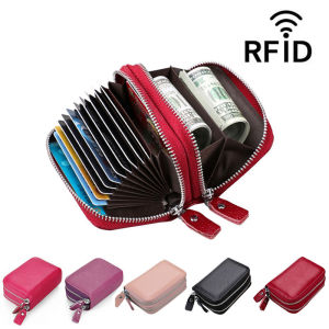 ของแท้หนังผู้หญิงบัตรเครดิตผู้ถือกระเป๋าสตางค์ Cowhide กระเป๋าหนังเก็บนามบัตรผู้ชายกับกระเป๋าเหรียญซิป