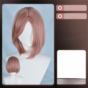 GUORE Fashion Short Straight Bob Wigs Natural Pink Women Layered Wigs Headband Wigs Heat Resistant Synthetic Wig with Bangs Ladies