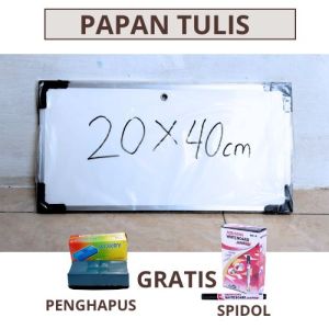 Papan tulis whiteboard 2 sisi (hitam & putih) 20cm x40cm gratis spidol dan penghapus