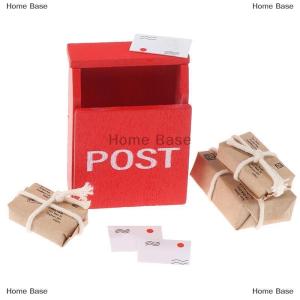 [COD] Home Base 1ชุด1:12 dollhouse MINI Letter BOX กล่องจดหมายพร้อมจดหมายกระสอบโปสการ์ด Garden Decor