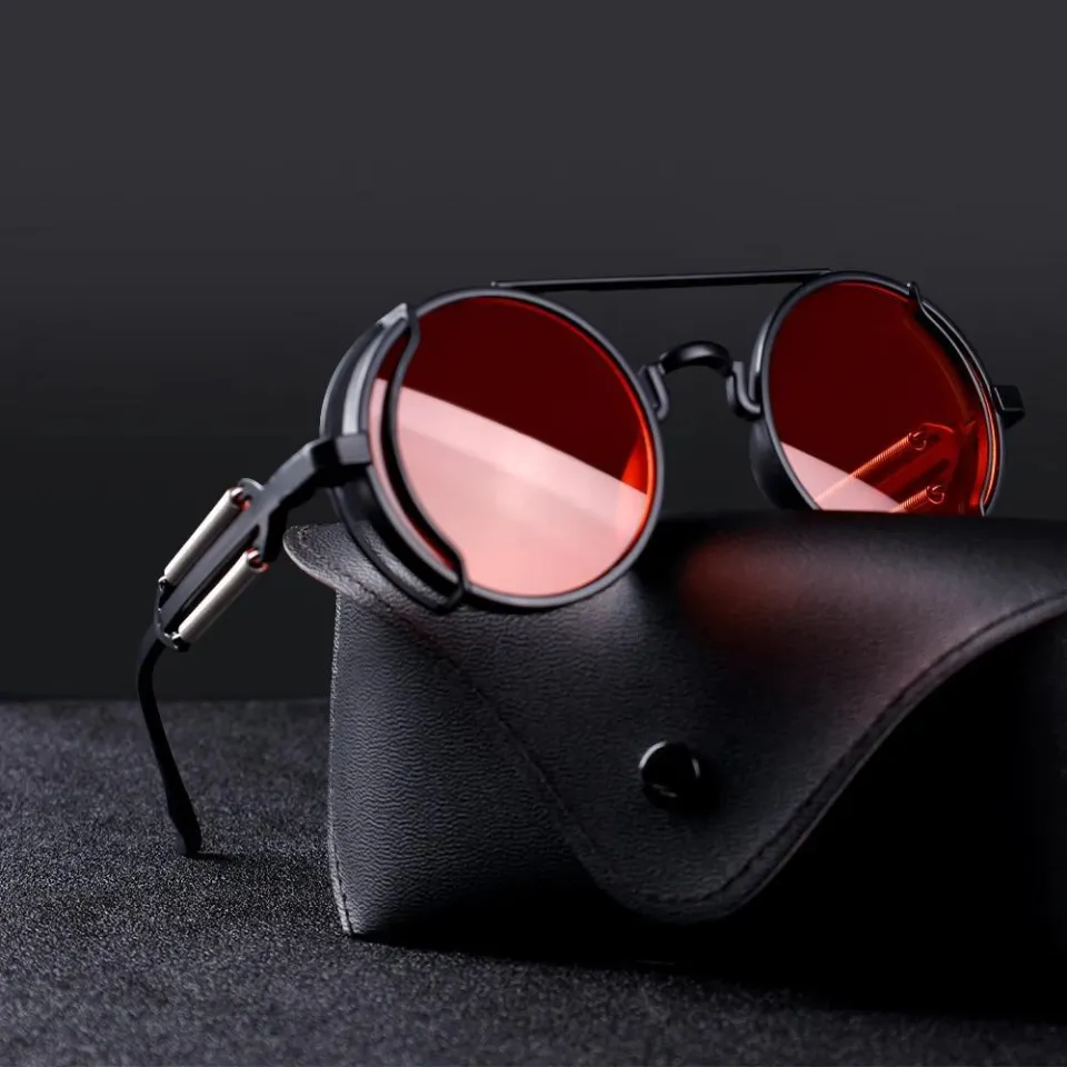 men's eyeglasses dark red round sunglasses