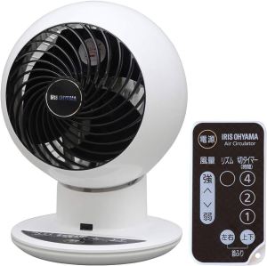 Iris Ohyama Oscillating Air Circulator Fan with Remote Control PCF-SC15T - High-Quality Desk Fan in White