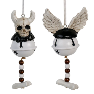 Gothic Devil Windchime Halloween Horror Decors Resins Metal Bells Hanging Ornament for Horror Home Party Decoration