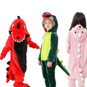 Kid Soft Flanne Bộ Đồ Ngủ Tay Áo Dài Động Vật Hoạt Hình Quần Áo Ngủ Khủng Long