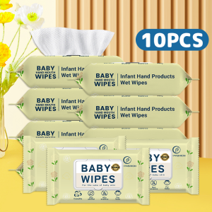 FIIO 10 Packs Camellia Scented Baby Wipes Alcohol-Free Baby Wipes Wet Tissue Gentle Wipes 800 Series Baby Gift