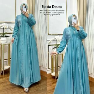 Lanara Dress Brokat Pesta Bahan Ceruty Babydol Full Furing Dress Korean Style Mewah Kekinian Gamis Kasual Muslim Wanita Viral 2024